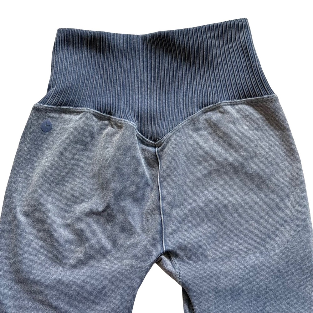 Popflex Flex High Waisted Seamless Leggings Blue Acid Wash Small Activewear Yoga